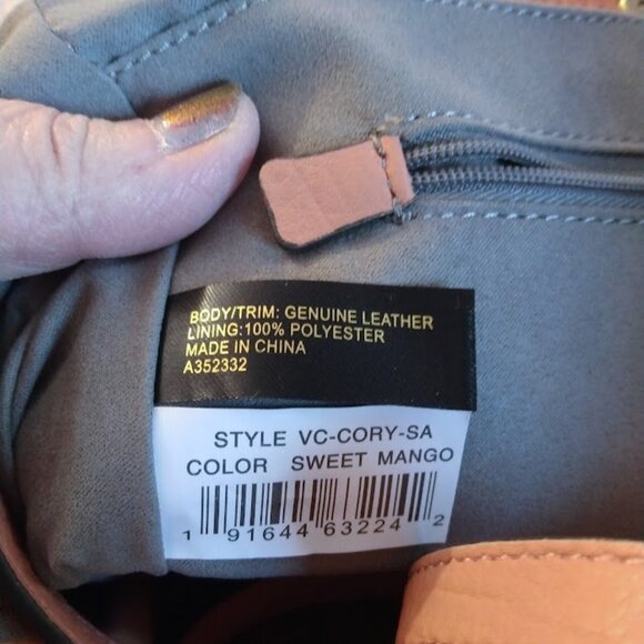 Vince Camuto Cory Hobo Leather Purse Handbag Southwest Style Peach/Coral/Mango - Picture 10 of 11